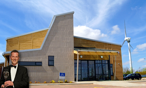 Plowright Surgery Swaffham, in the foreground our CEO holds its national sustainability award